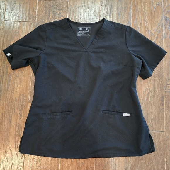 Figs Technical Collection Black Scrub Top Womens Size Large - Picture 5 of 5